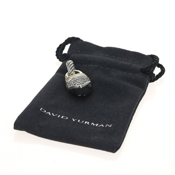 David Yurman Acorn Onyx Diamond Enhancer Pendant Sterling Silver 925 18k .32ctw - Picture 5 of 5